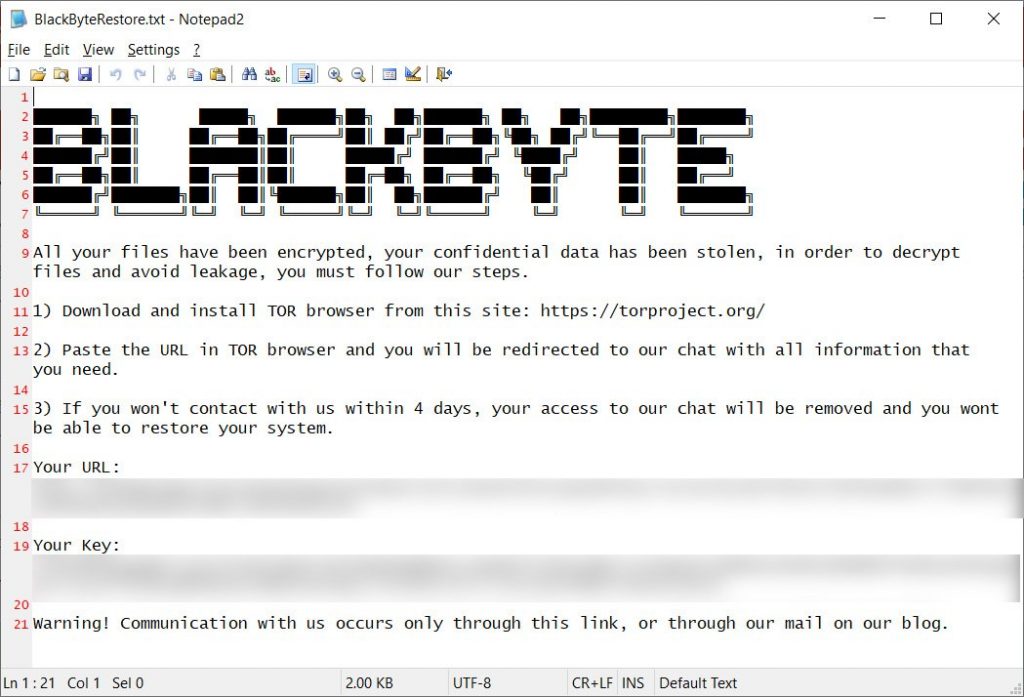 descifrador para el ransomware BlackByte