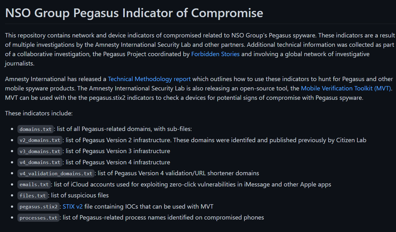 COI del software espía Pegasus