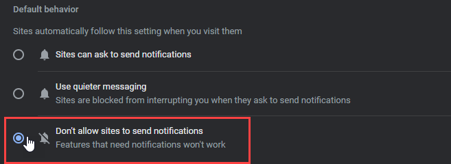 Step 4: Don’t allow to send notifications