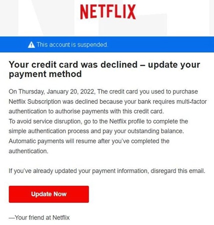 Example of a Netflix Scams 
