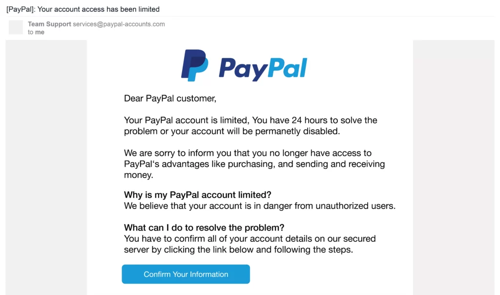 Estafa de Paypal: Suplantación de identidad