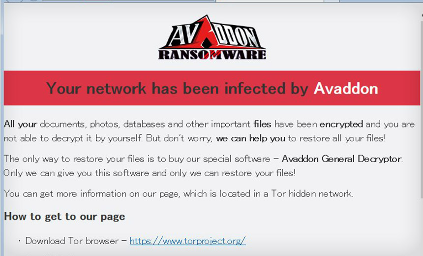 Nota sobre el ransomware Avaddon