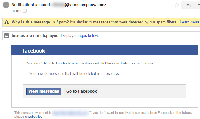 Fraude en Facebook: Ejemplo de phishing