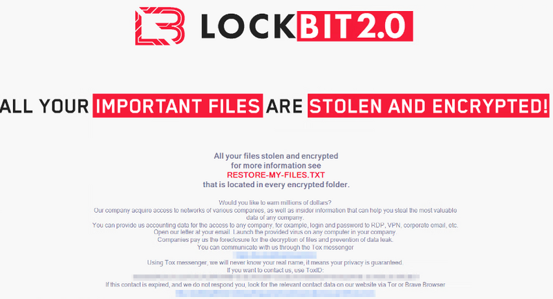Nota de rescate de LockBit