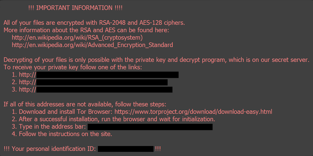 Nota de ransomware Locky
