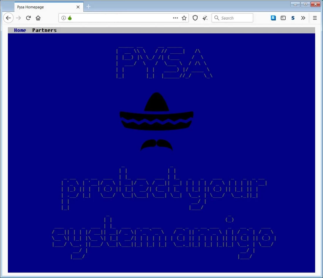 Página de inicio de PYSA ransomware Darknet