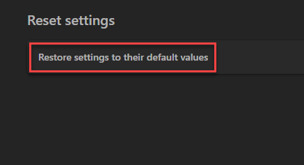 How to reset Edge settings. Step 3