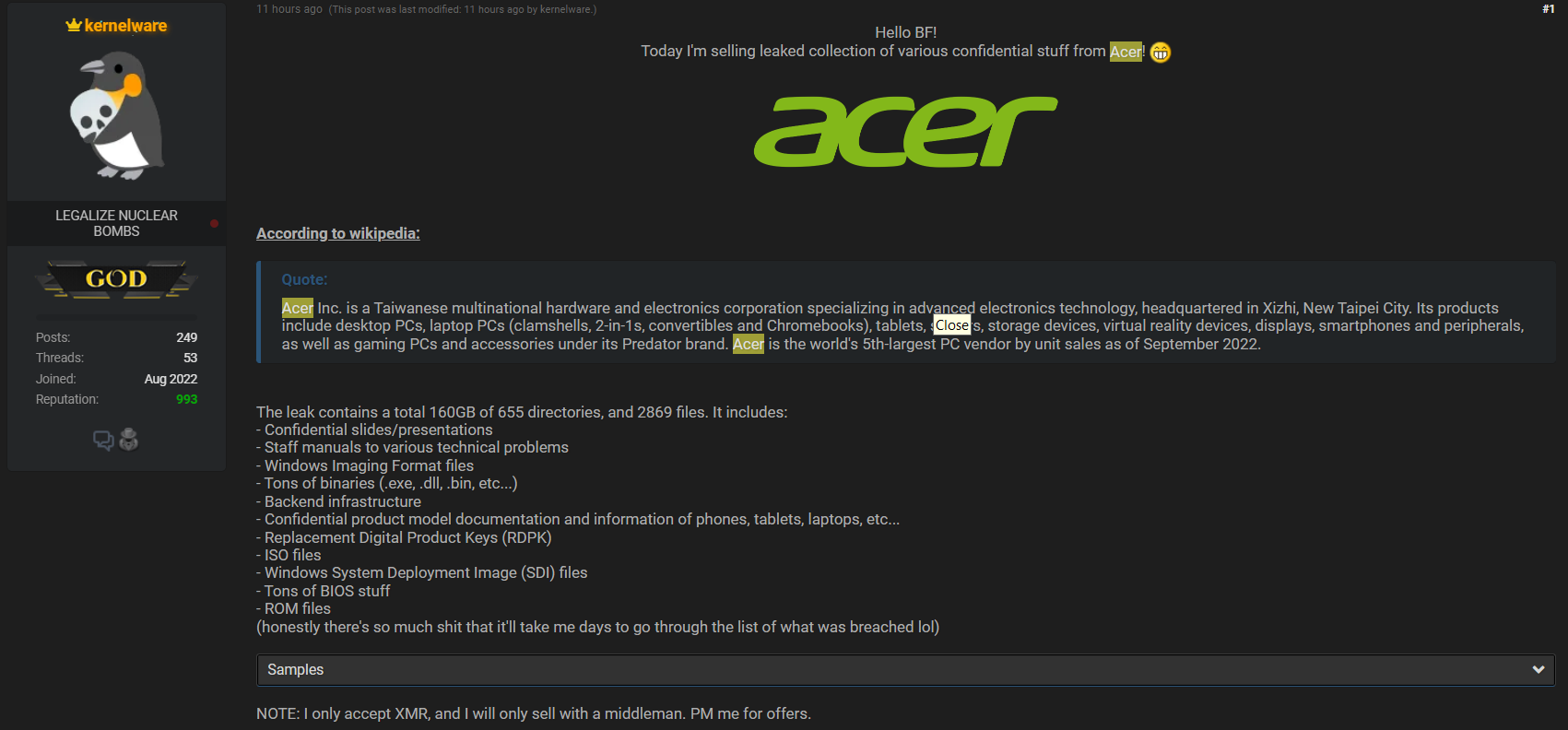 Foros de Acer Breach