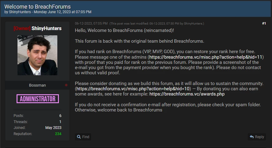 BreachForums vuelve a estar en línea