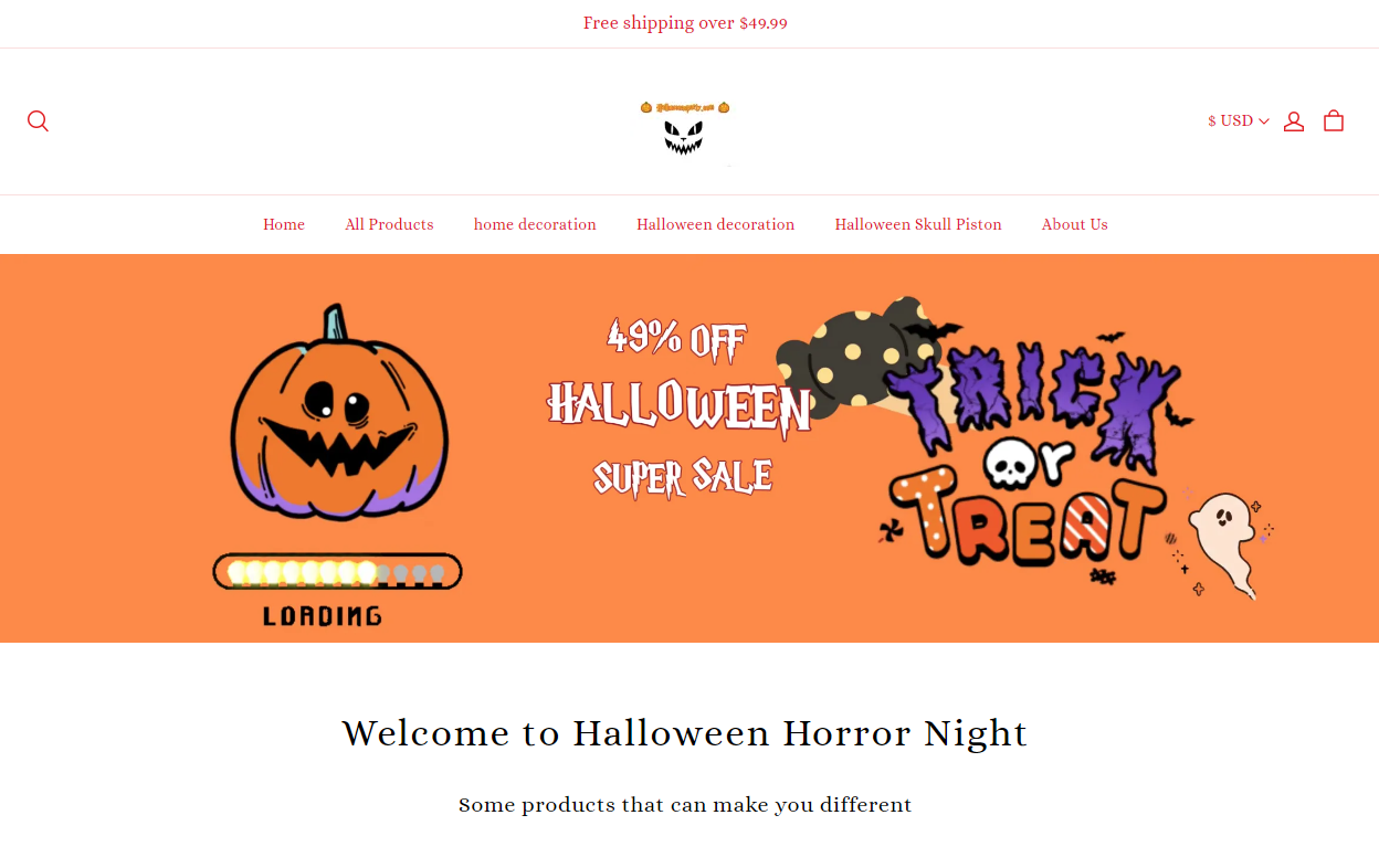 Ejemplo de sitio fraudulento de Halloween