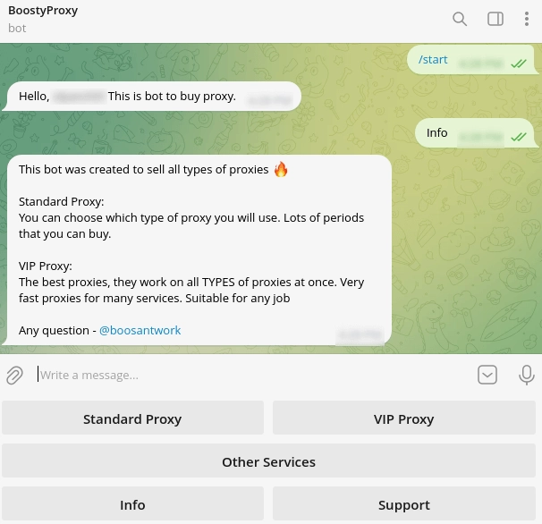 Bot de Telegram para comprar captura de pantalla de proxy