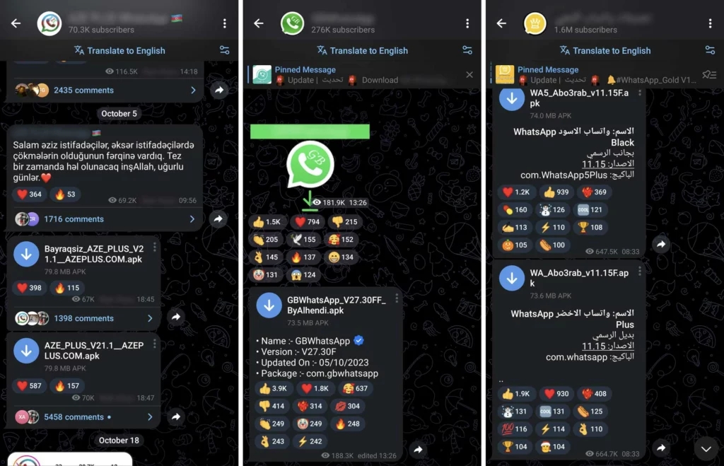 Modificaciones de WhatsApp en Telegram 