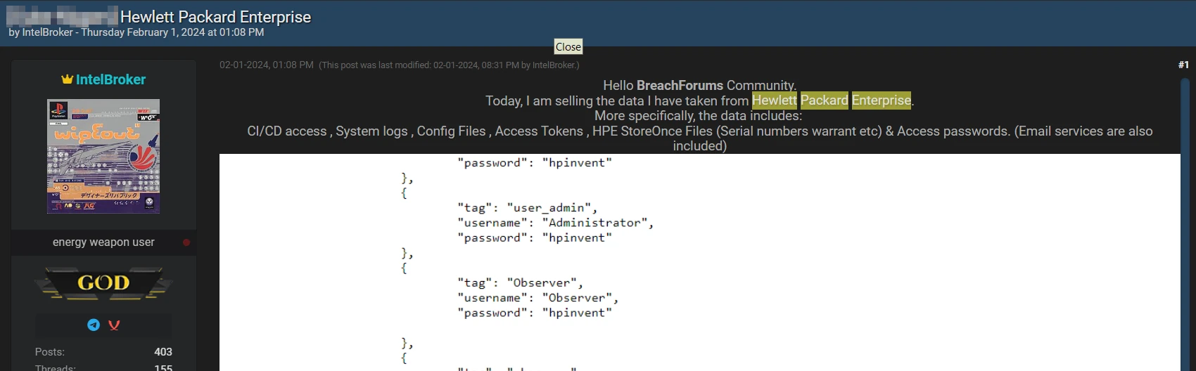 BreachForums publica el hackeo de Hewlett Packard