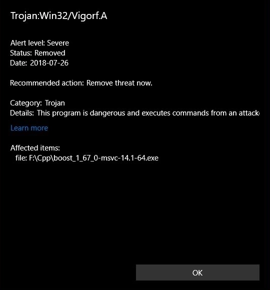 Trojan:Detección de Win32/Vigorf.A