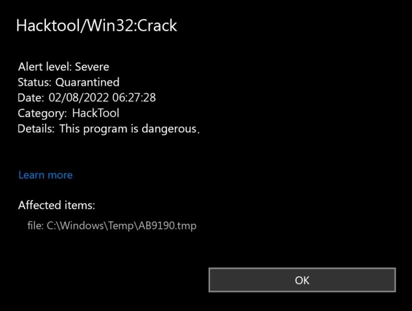 HackTool:Win32/captura de pantalla de detección de grietas