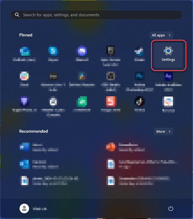 Captura de pantalla de Inicio y configuración