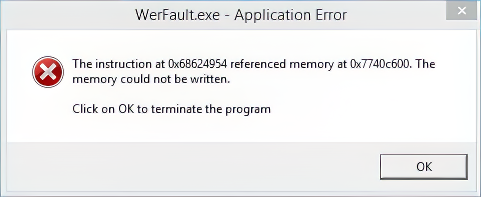 Captura de pantalla del error de aplicación Werfault.exe