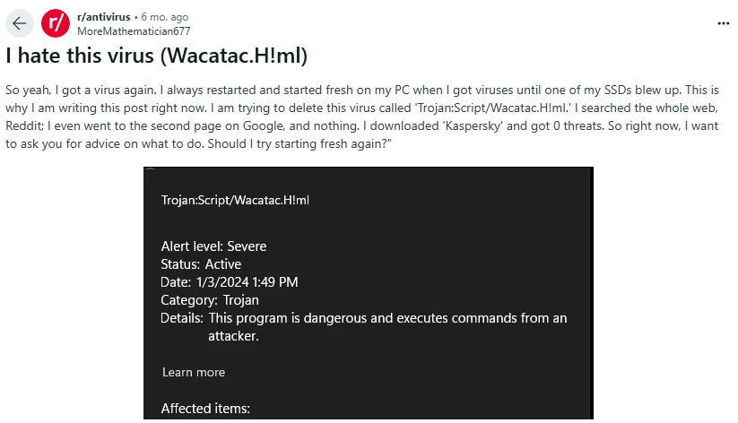 Wacatac.H!ml Reddit