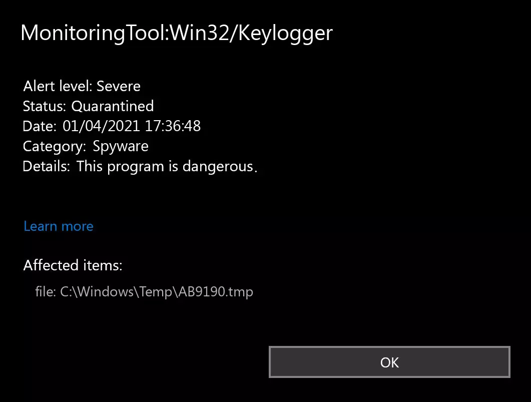 Keylogger detectado por Microsoft Defender