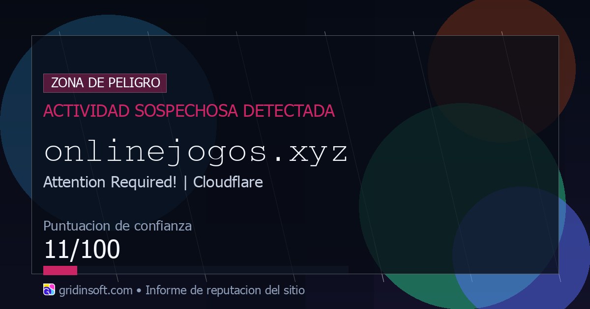 Onlinejogos.xyz: alerta de blacklist (Confianza 11/100)