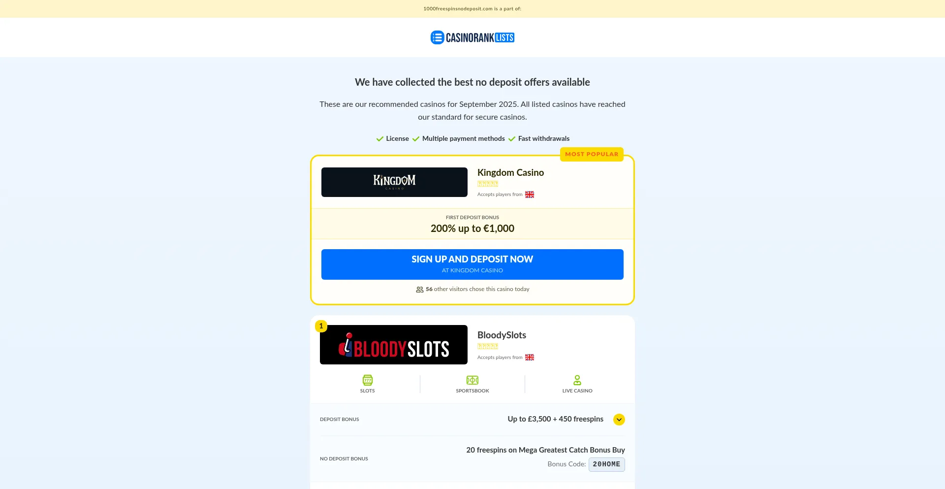 ¿És Seguro y Confiable 1000freespinsnodeposit.com?