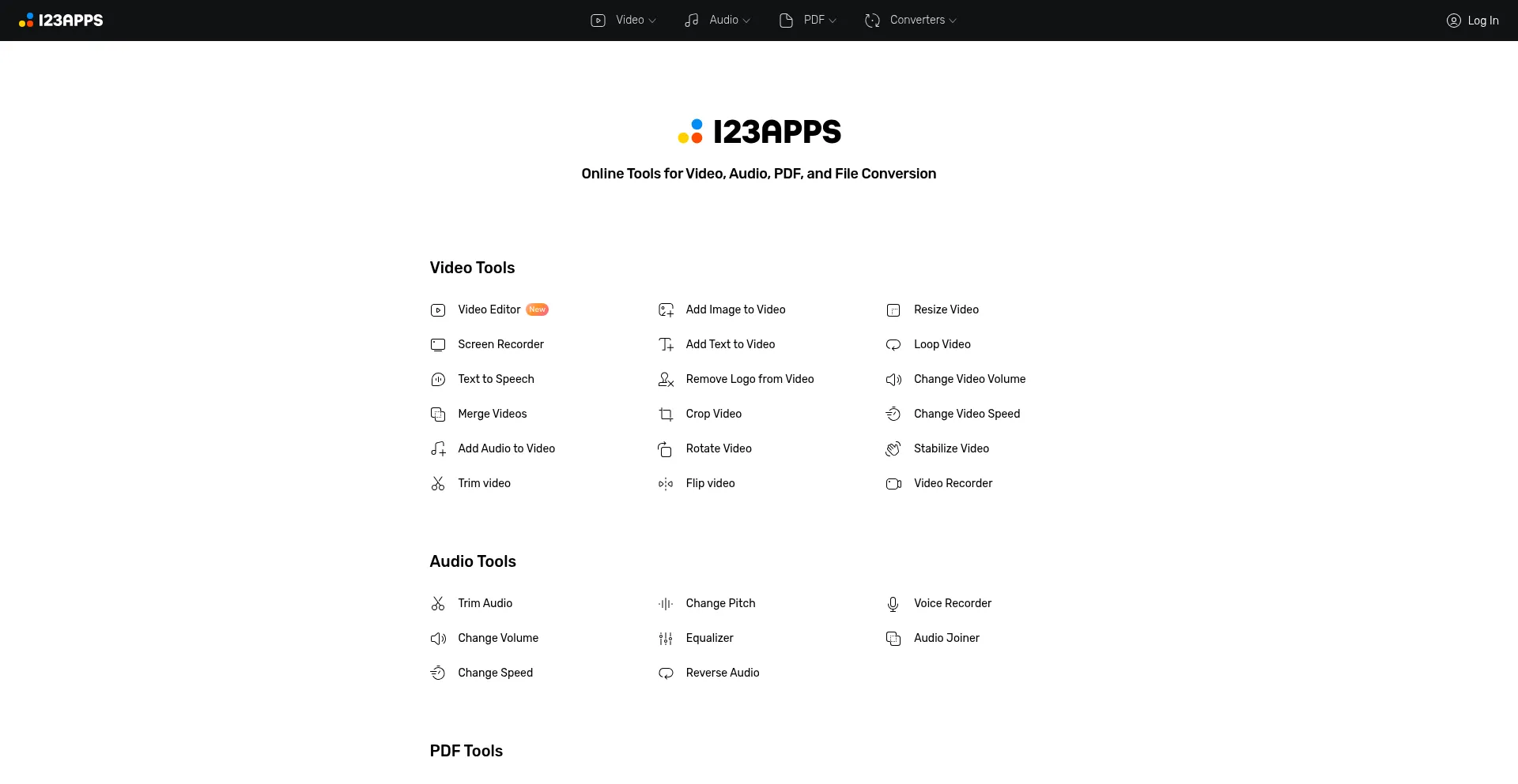 Website screenshot of 123apps.com