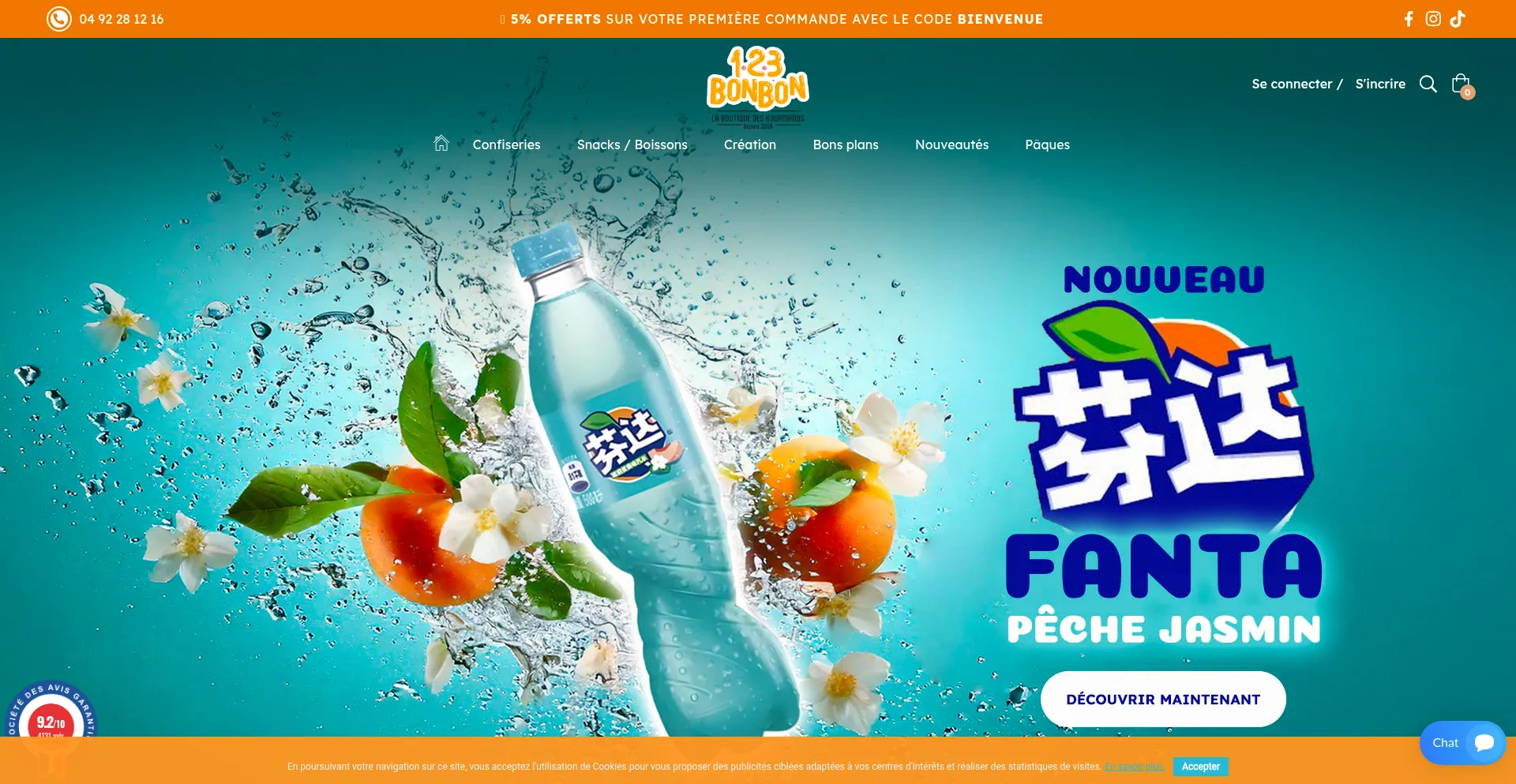 Website screenshot of 123bonbon.com