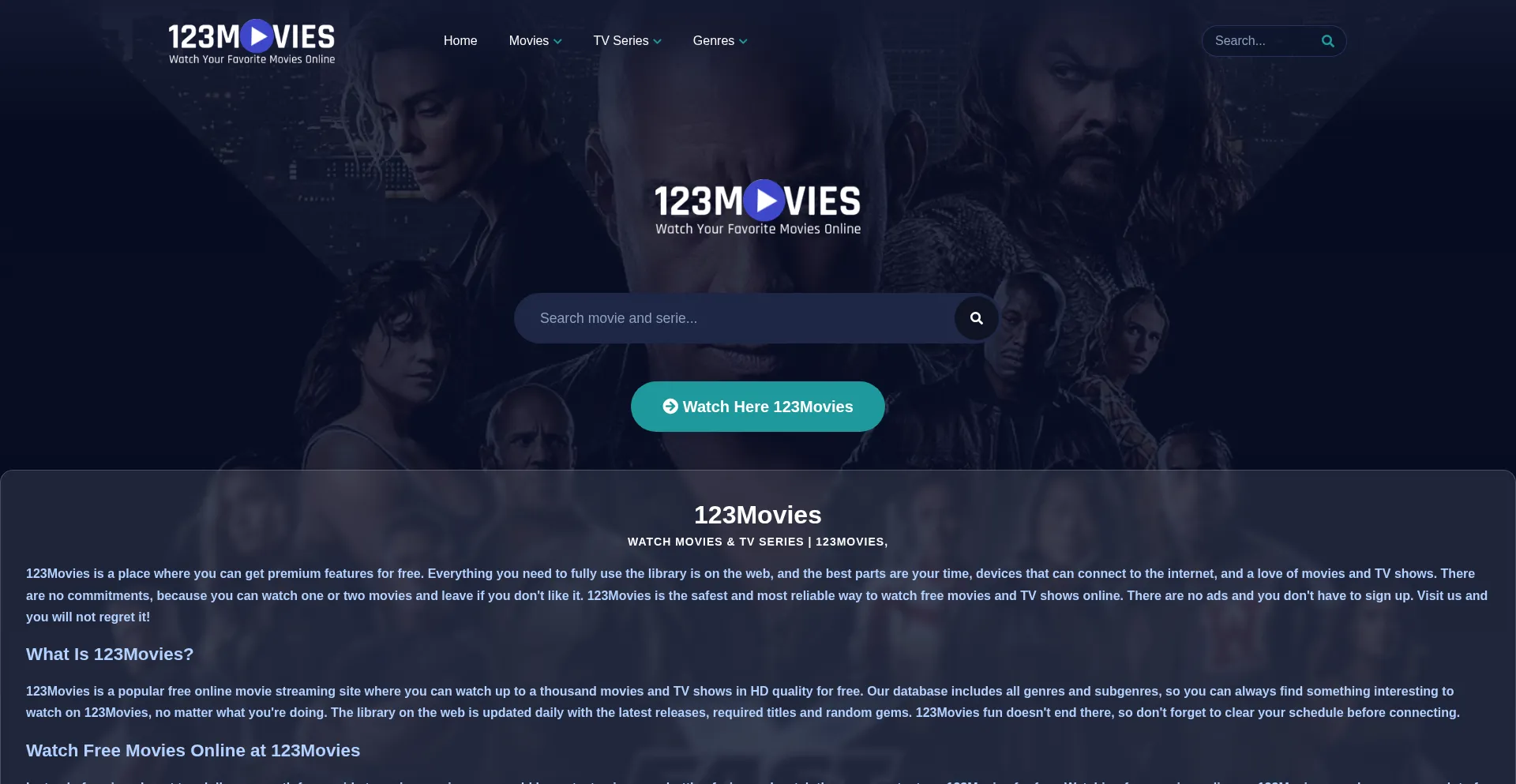 Website screenshot of 123movies4you.me