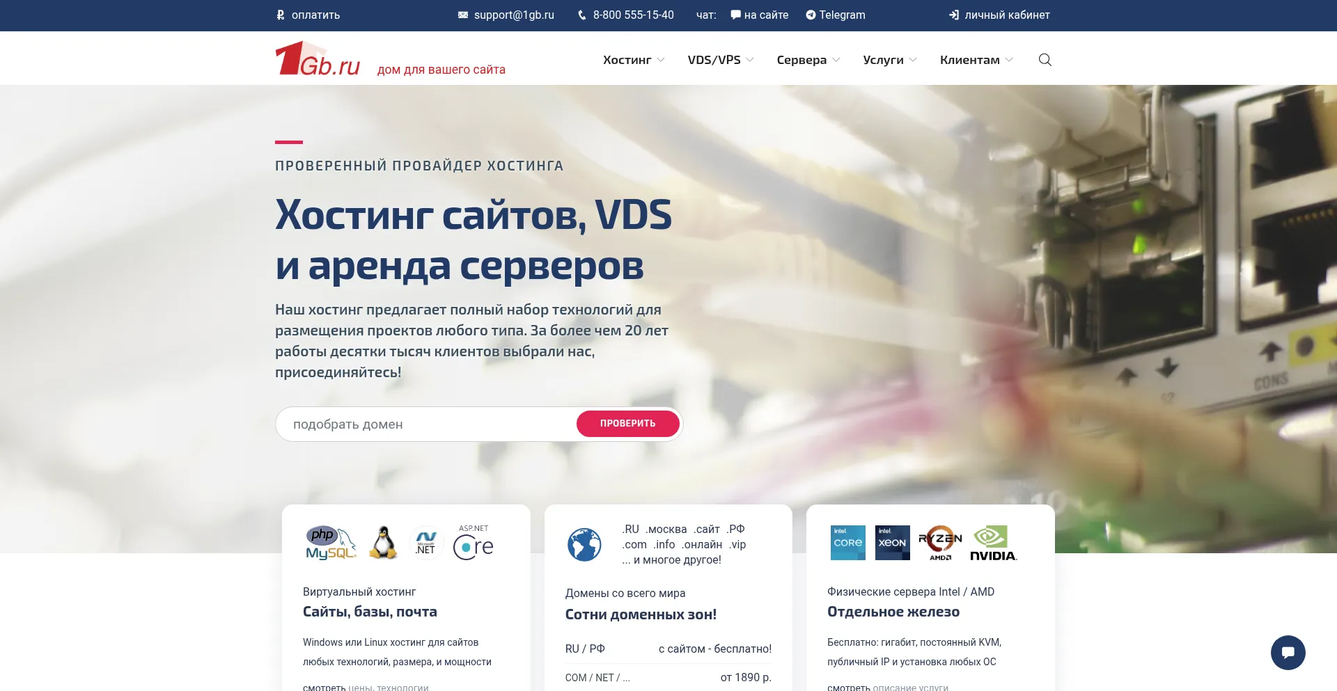Website screenshot of 1gb.ru