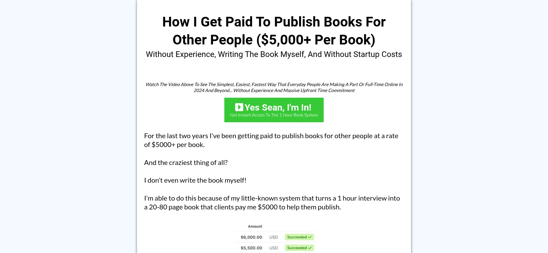 Website screenshot of 1hourbooks.com