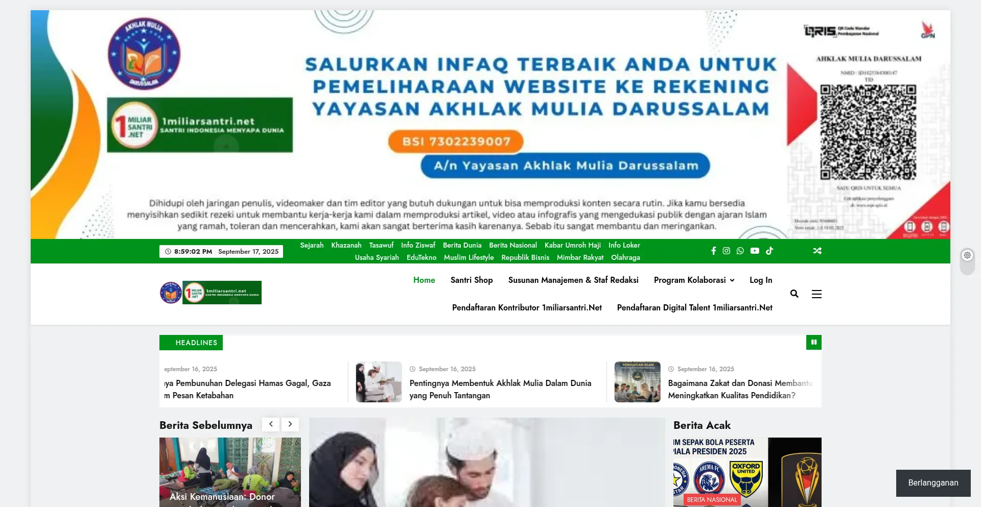1miliarsantri.net Screenshot