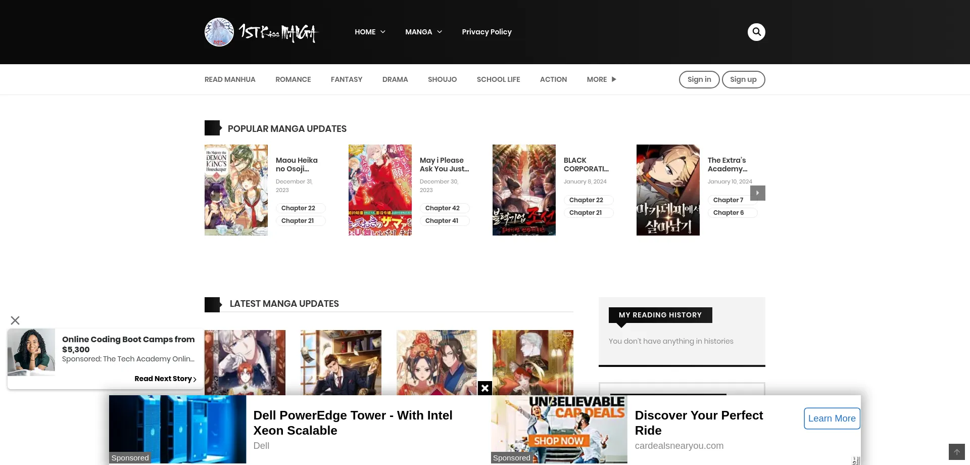 Website screenshot of 1st-kissmanga.net