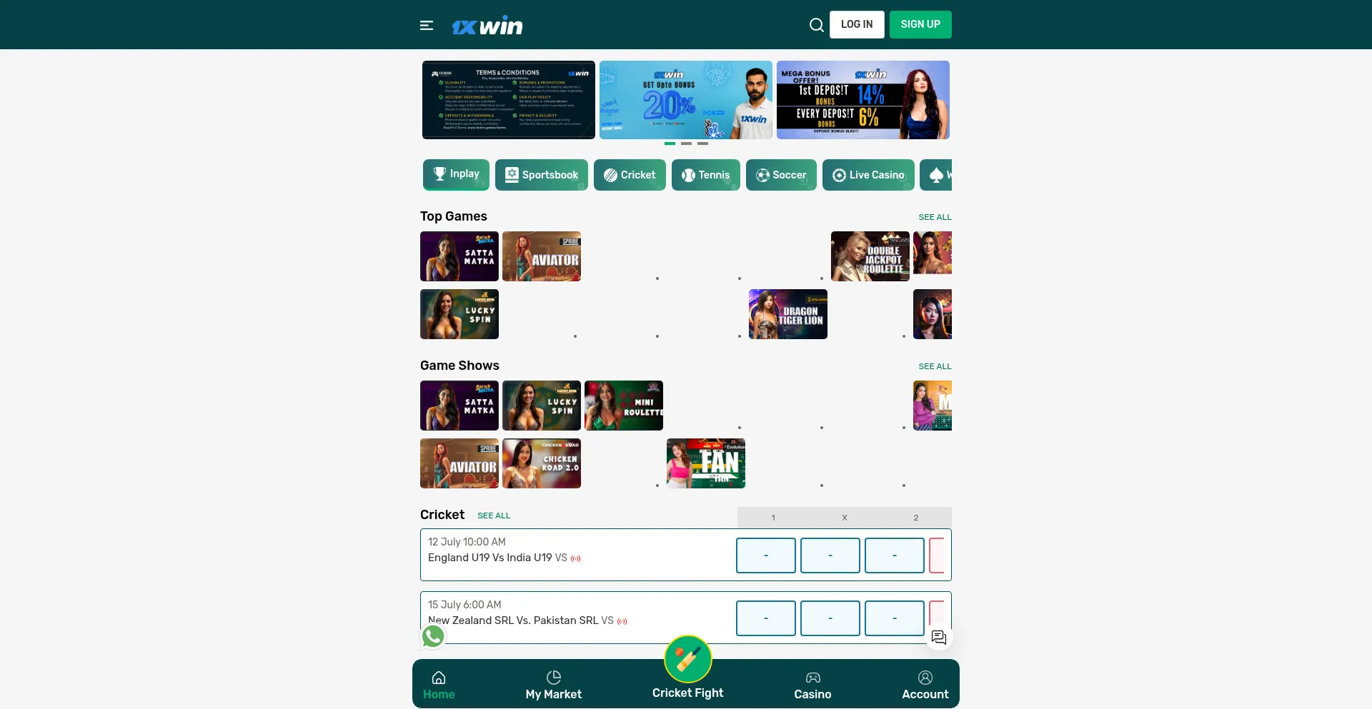Website screenshot of 1xwin.games