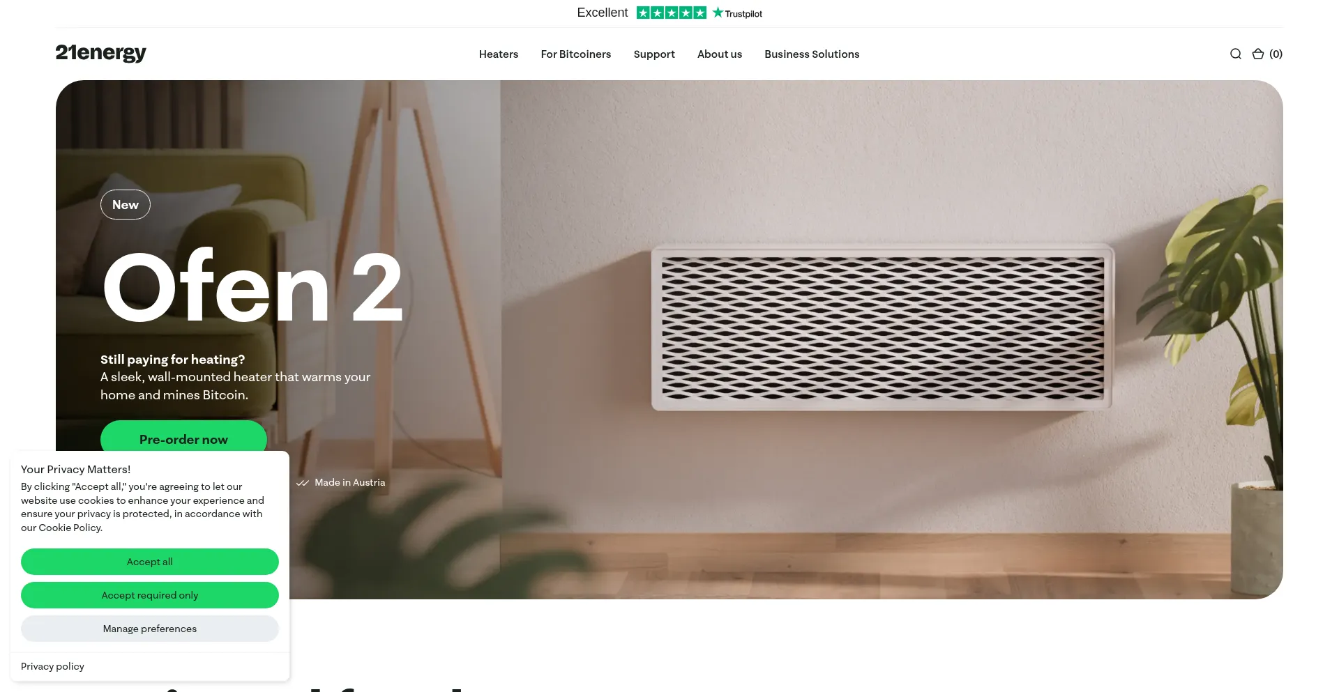 Website screenshot of 21energy.com