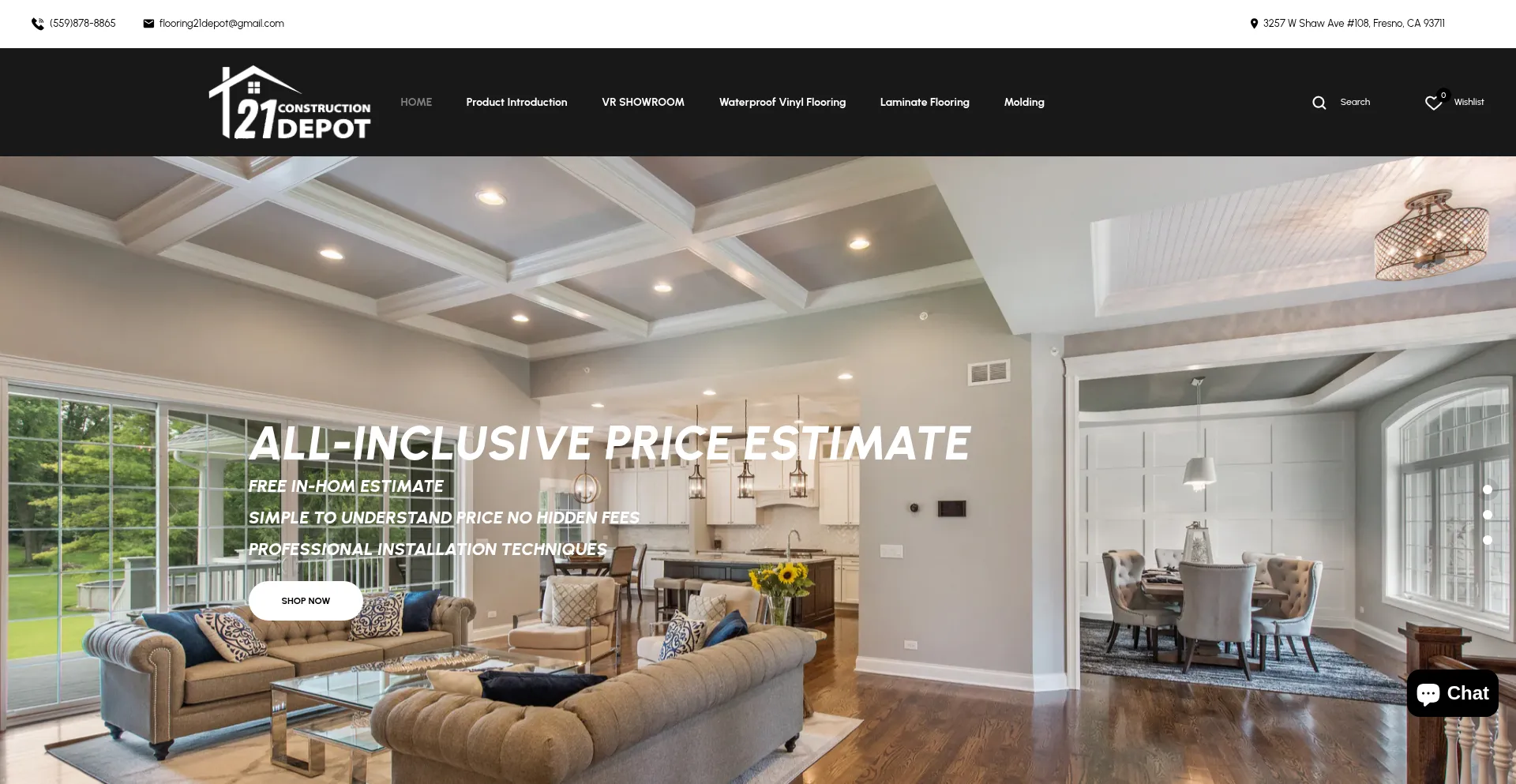 Website screenshot of 21flooringdepot.com