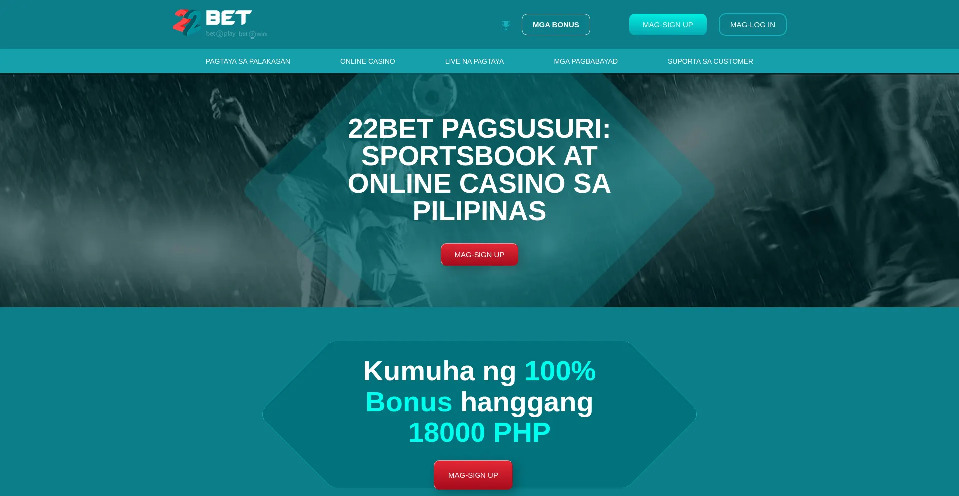 Website screenshot of 22bet-ph.com