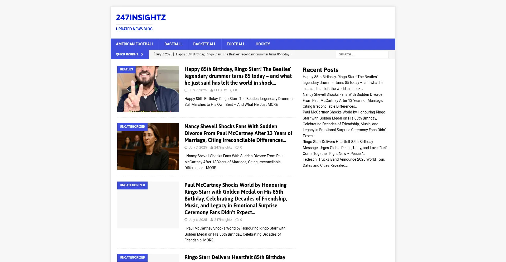 Website screenshot of 247insightz.com