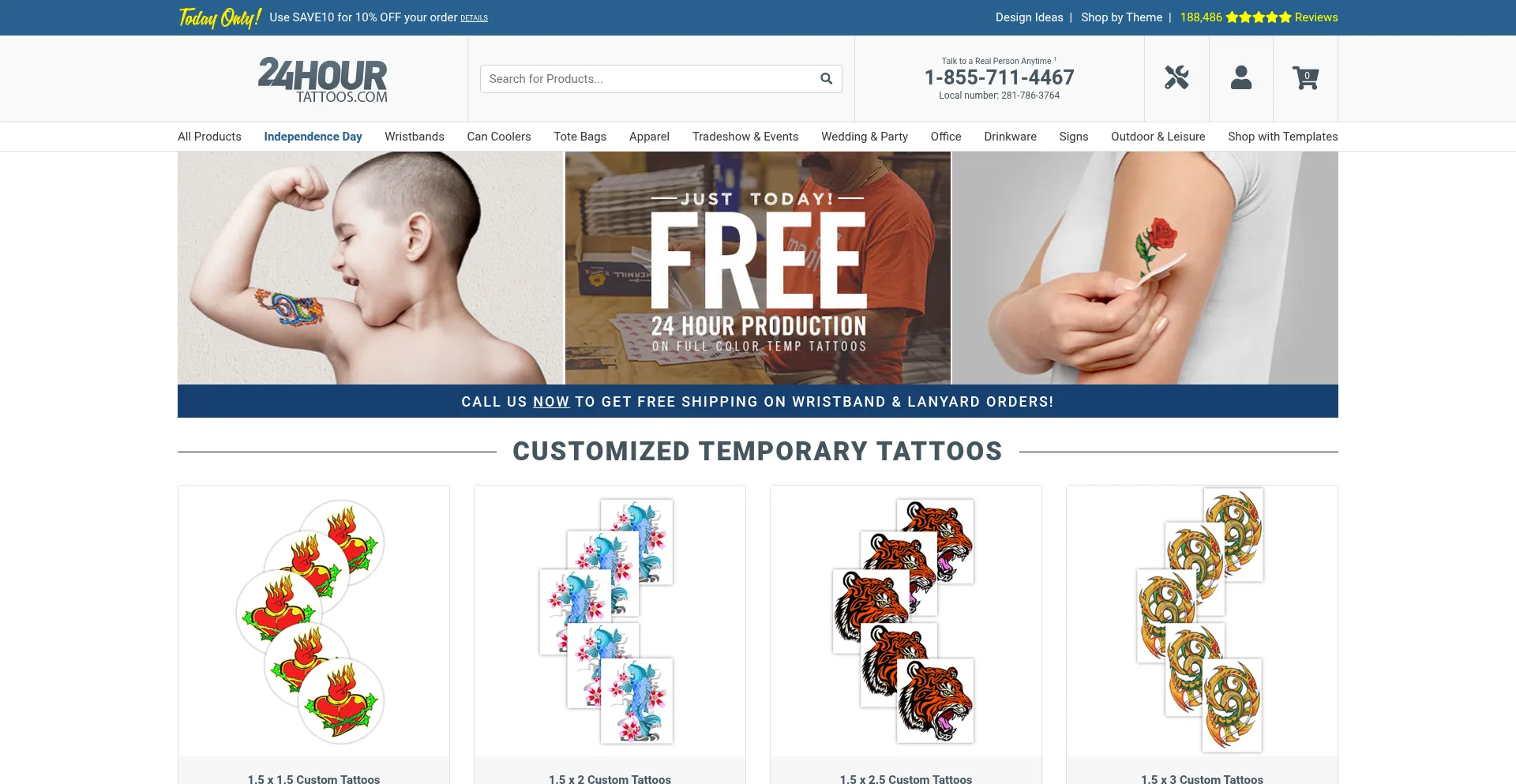 Website screenshot of 24hourtattoos.com