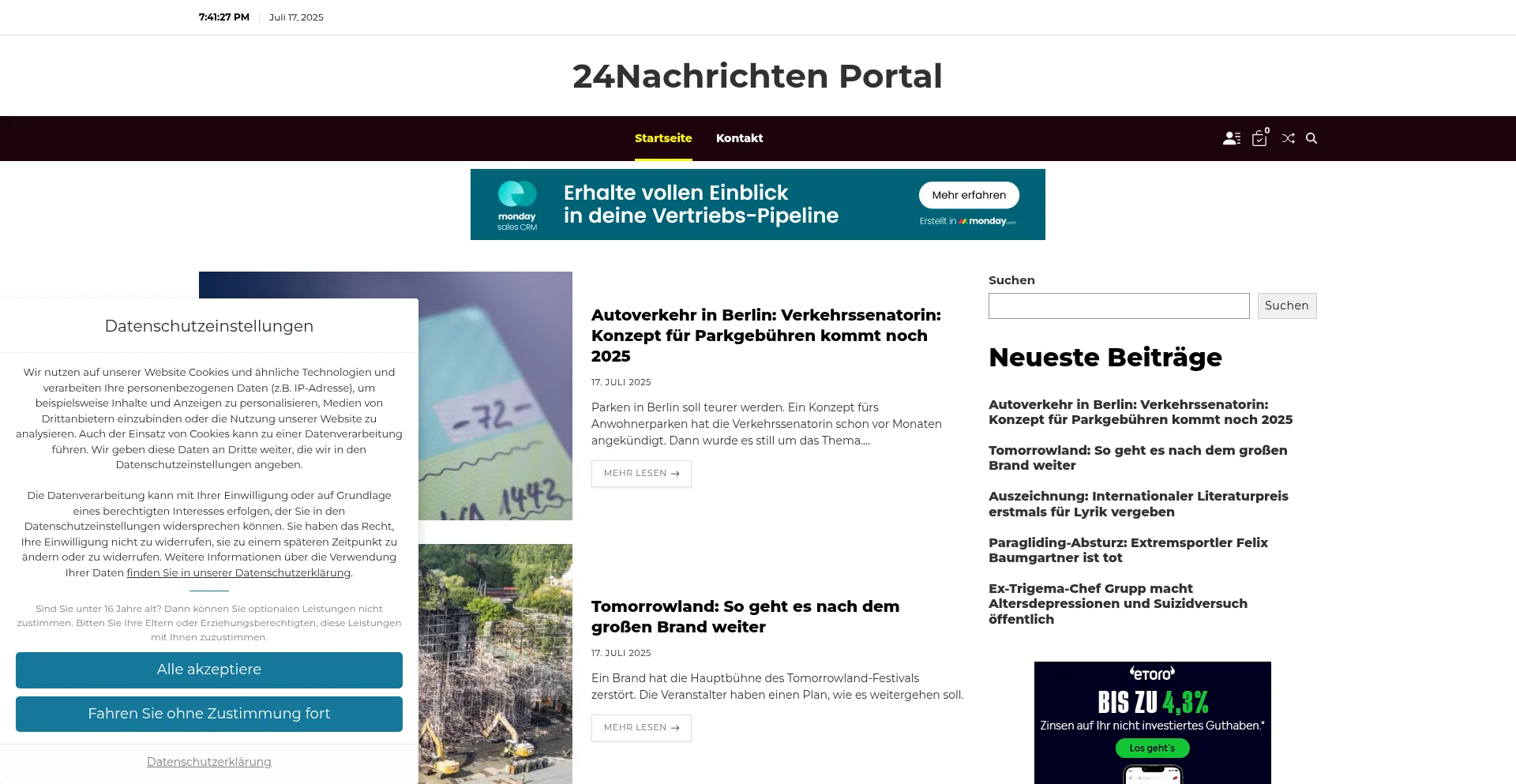 Website screenshot of 24nachrichtenportal.com