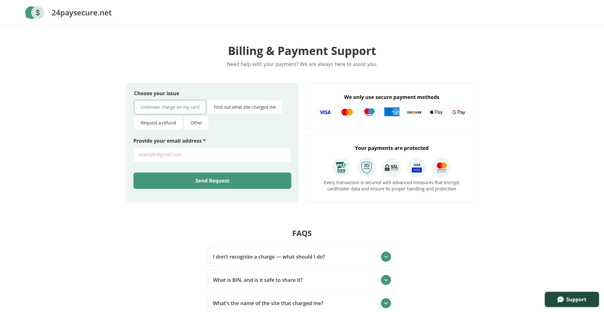 Website screenshot of 24paysecure.net