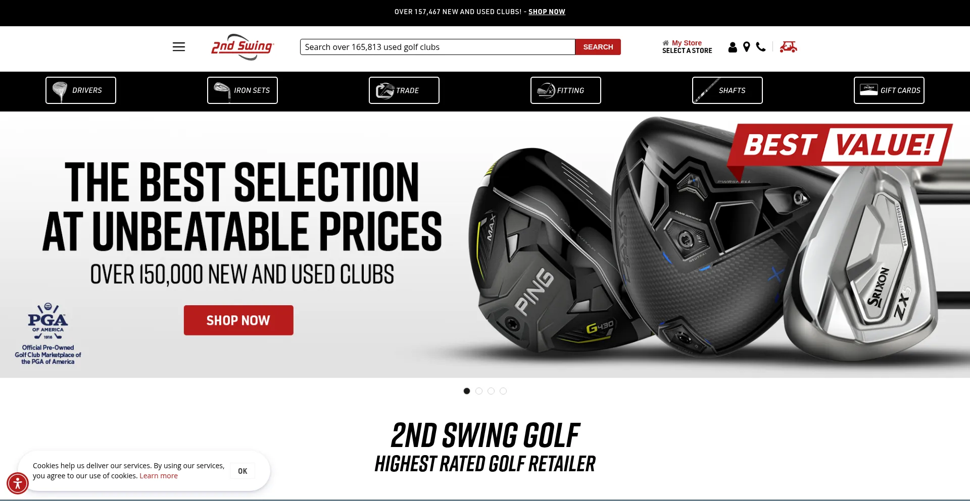 Website screenshot of 2ndswing.com