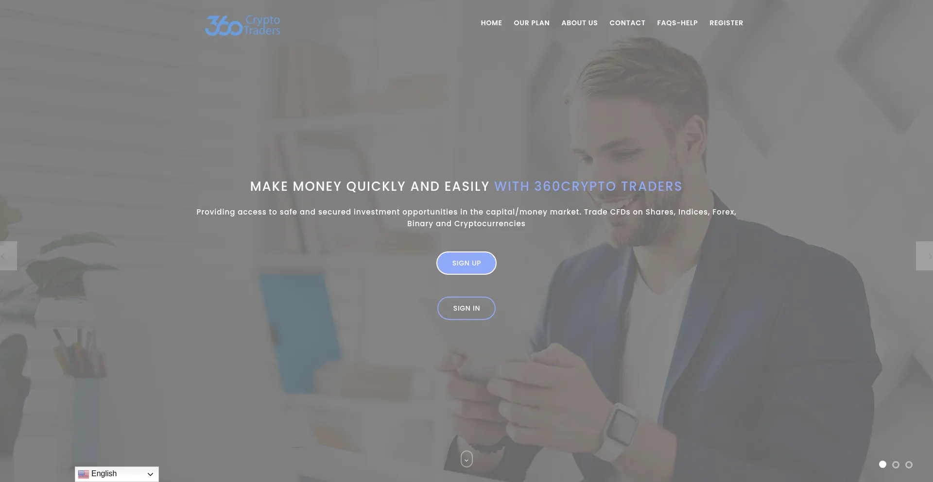 Website screenshot of 360cryptotraders.com