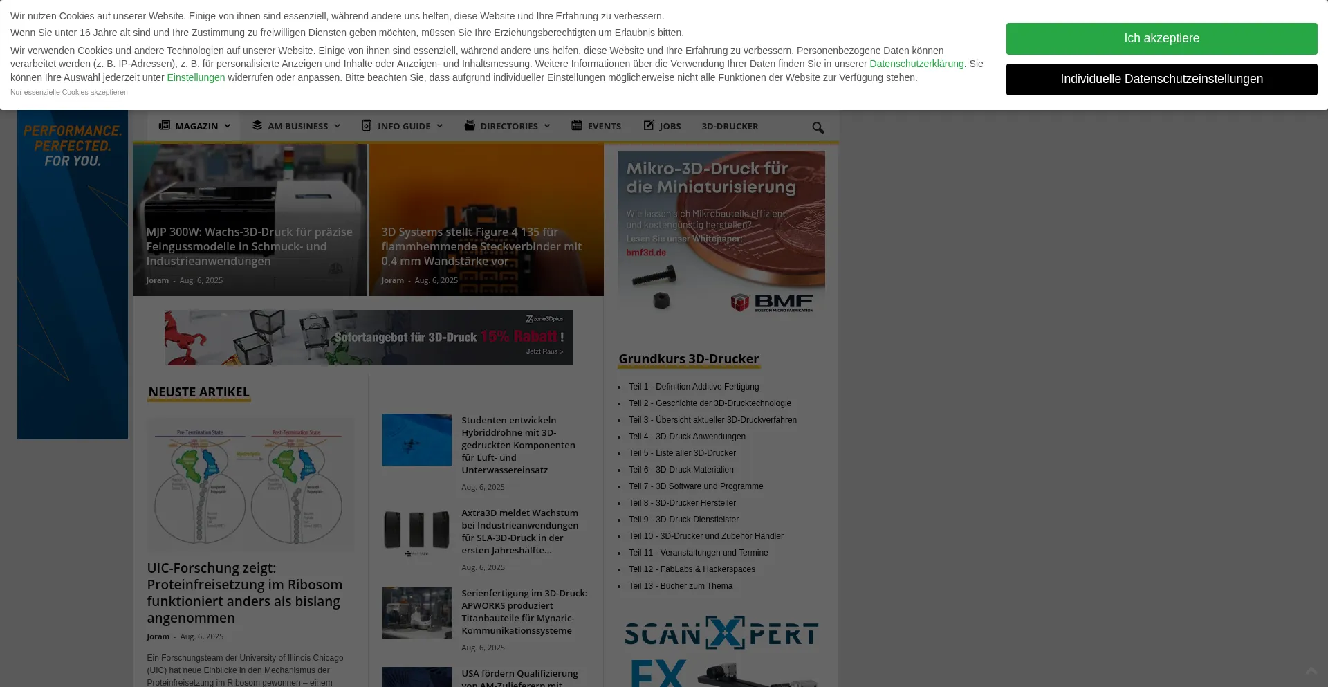 Website screenshot of 3druck.com