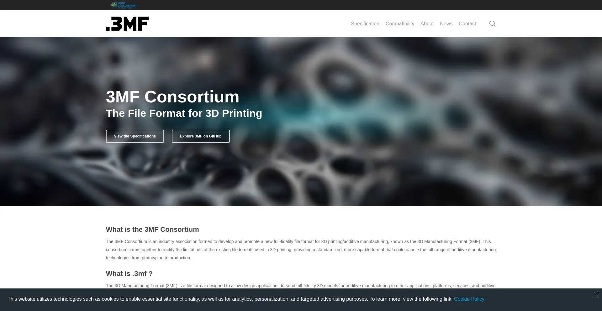 Website screenshot of 3mf.io