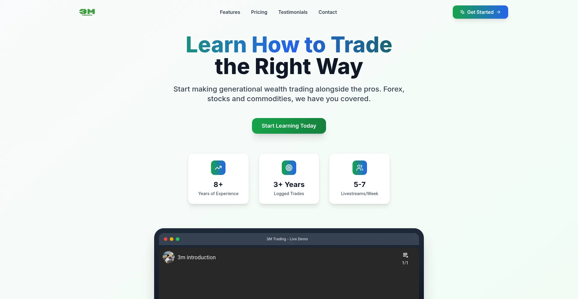 Website screenshot of 3mtrading.ca