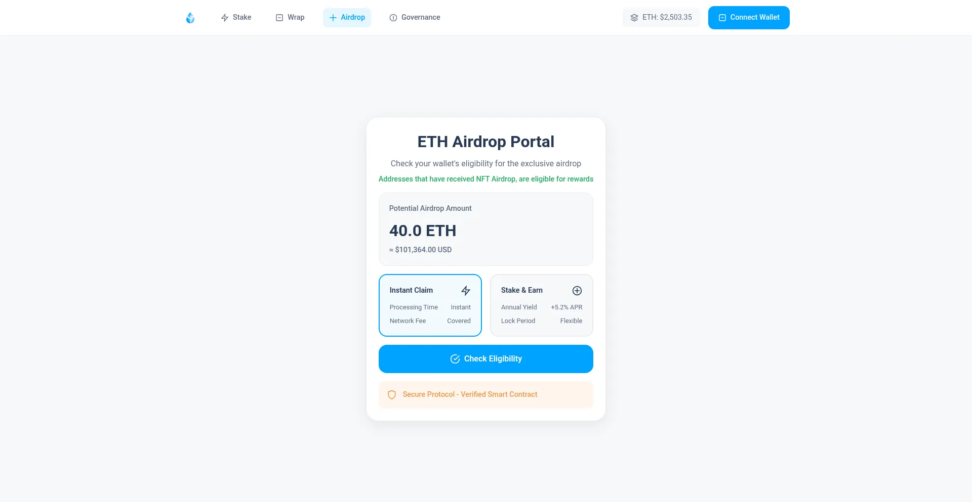 Website screenshot of 40eth.com