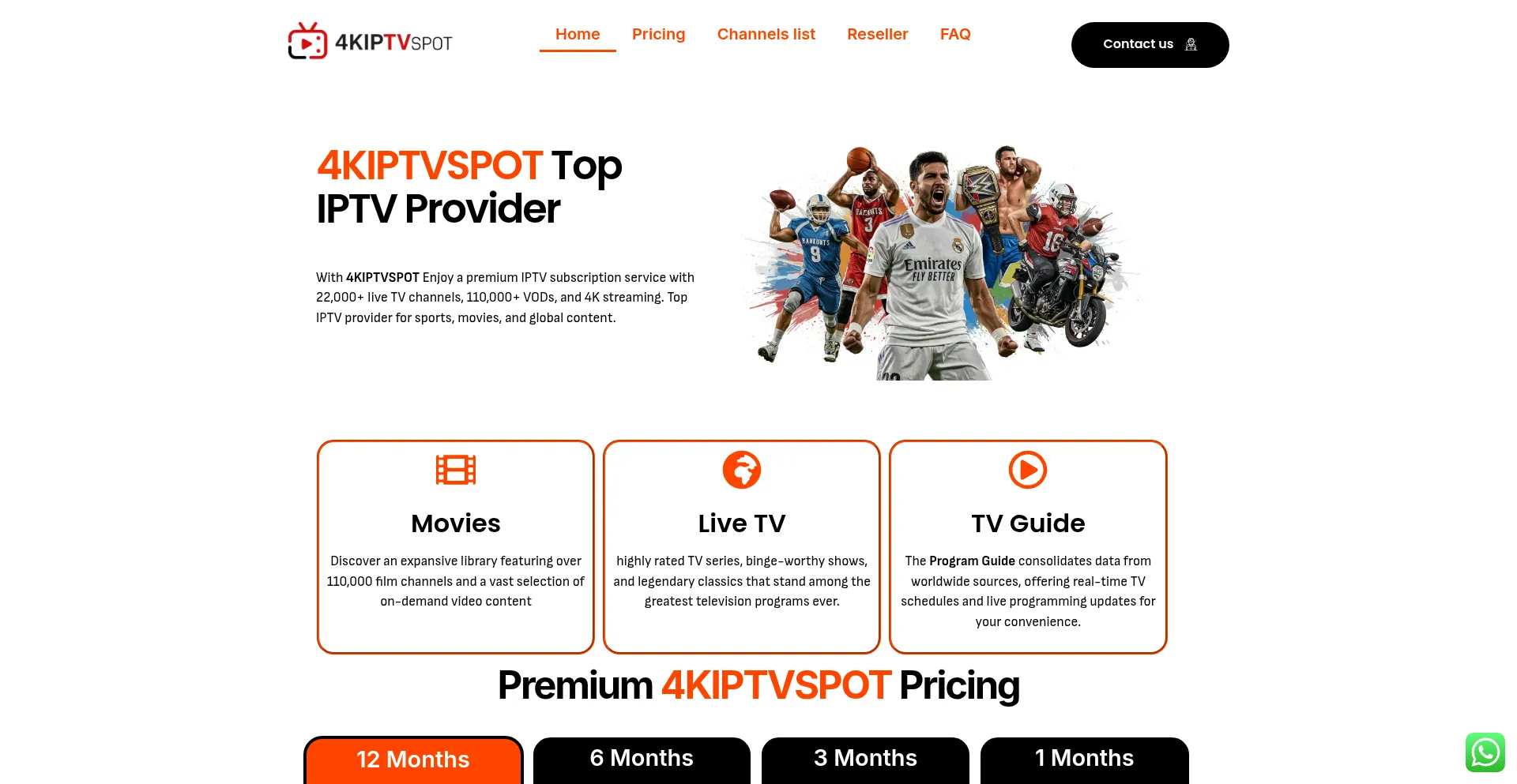 Website screenshot of 4kiptvspot.live