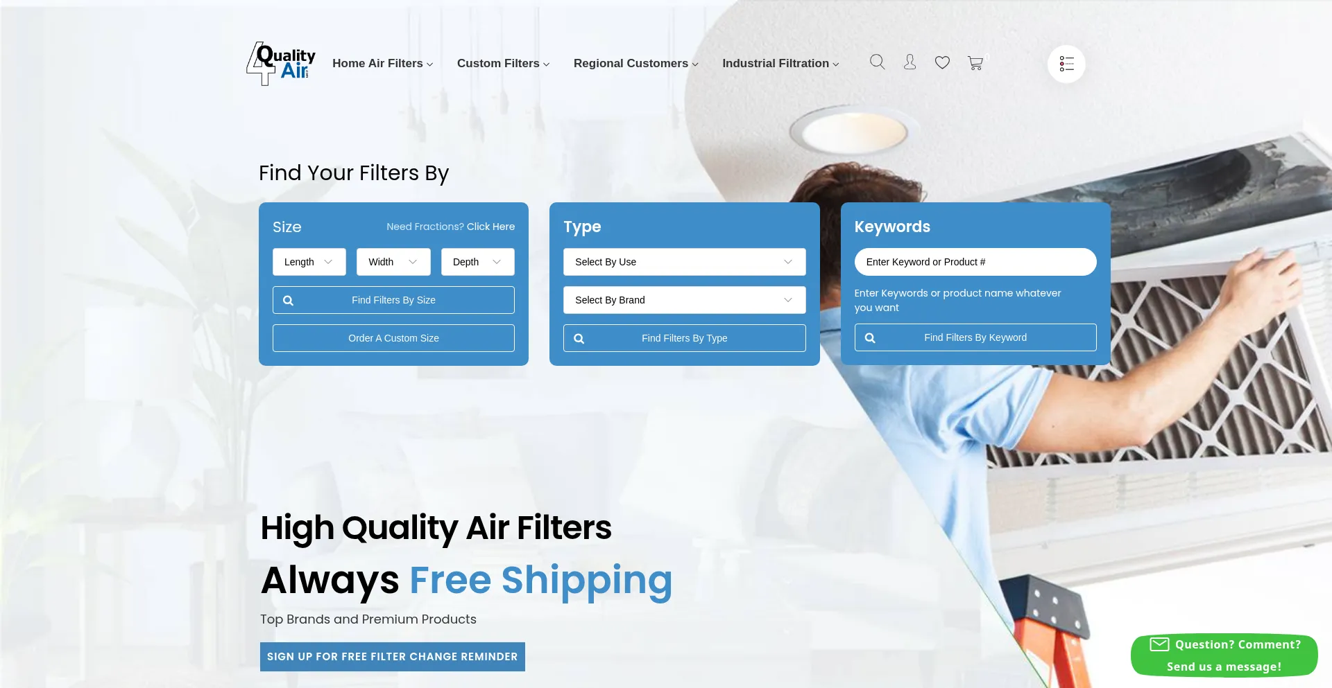 Website screenshot of 4qualityair.com