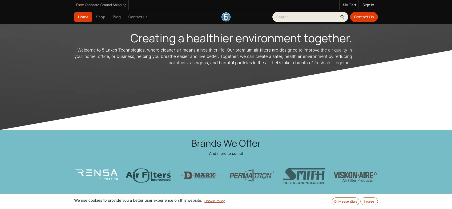 Website screenshot of 5lakessales.com
