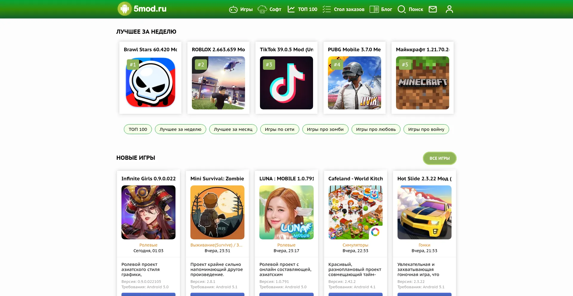 Website screenshot of 5mod.ru